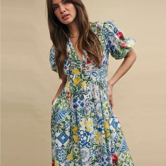 NWOT Nobody’s Child Starlight Tile Print Midi Dress - Picture 6 of 9